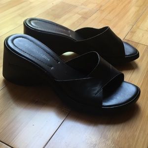 BC BG slip on black wedges  ( firm)